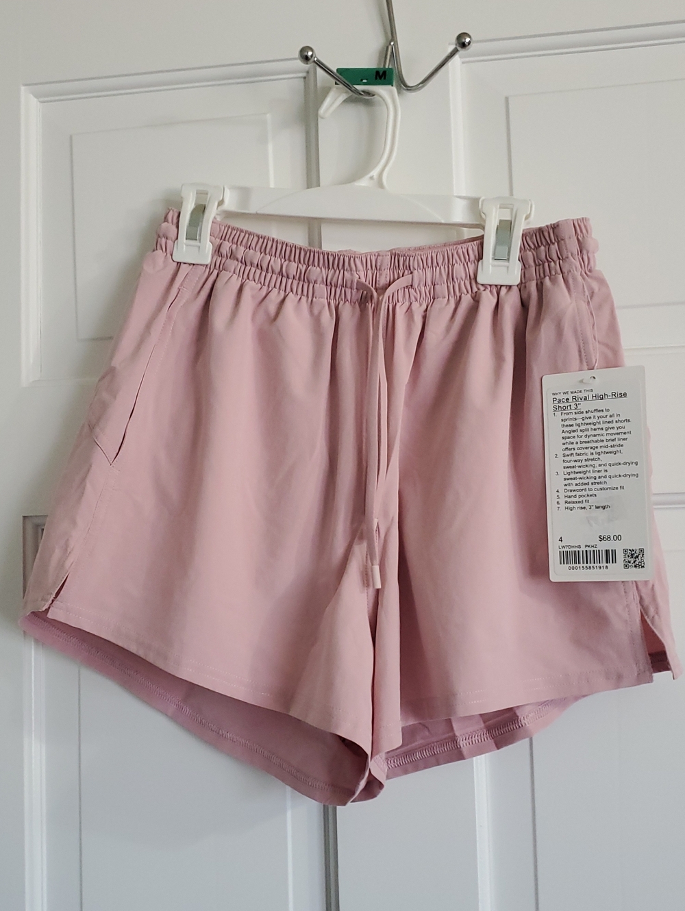 NWT Lululemon Pace Rival HR 3in Women's SZ 4 pink Haze Shorts
